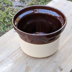 Vintage Brown/Tan McCoy Stoneware Crock With Handles // Bean Crock McCoy